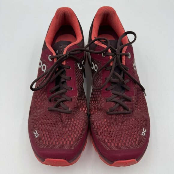 On Womens Swiss Engineering Cloudsurfer Burgundy Running Shoes Lace Up Size 9 - Picture 1 of 9